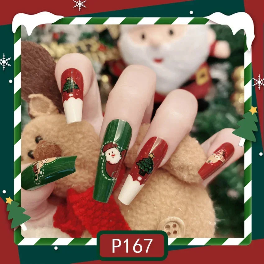 Gold Powder Christmas Fake Nails