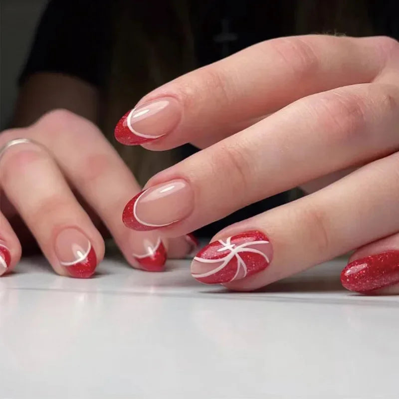 Gold Powder Christmas Fake Nails