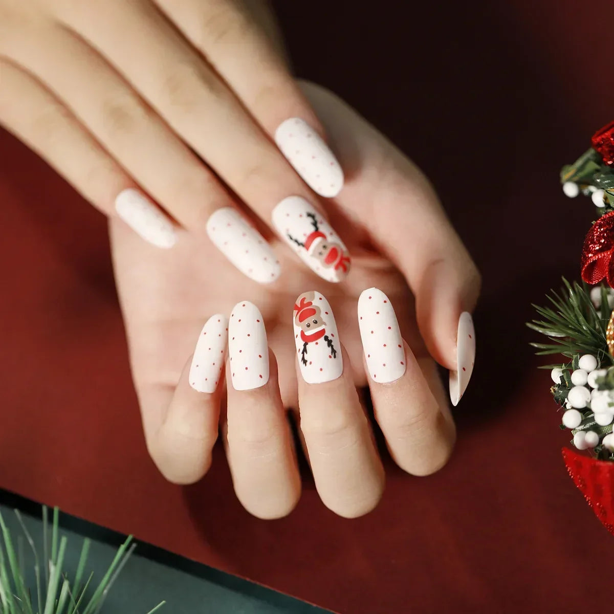 Gold Powder Christmas Fake Nails