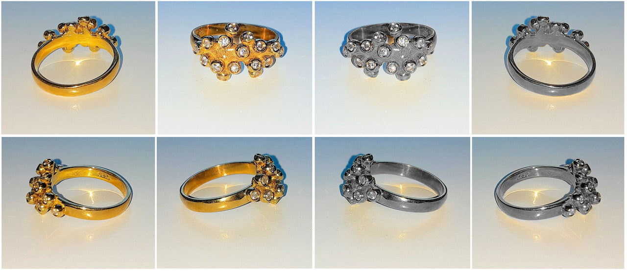 Grapes Ring, 14K Gold with Diamonds