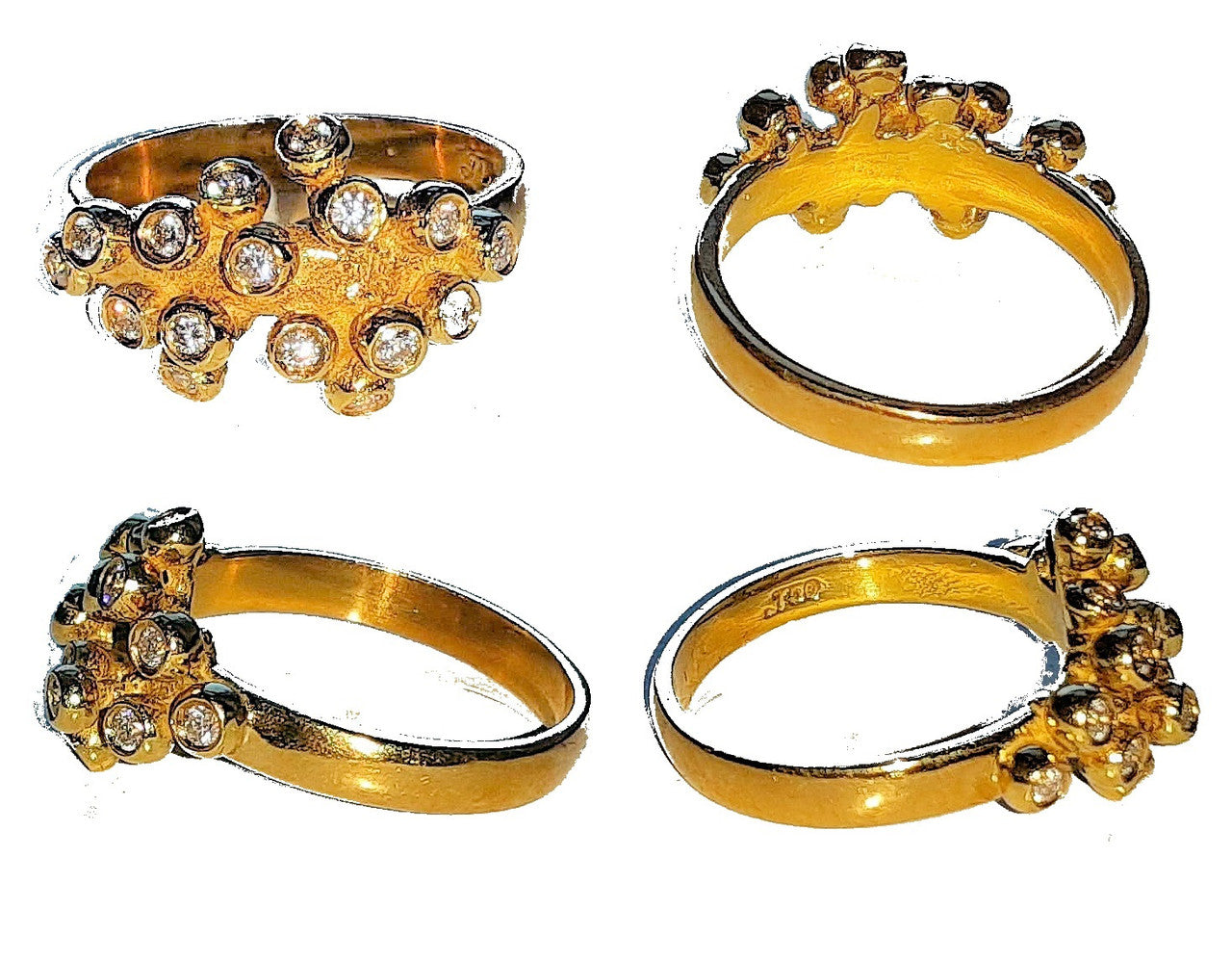Grapes Ring, 14K Gold with Diamonds