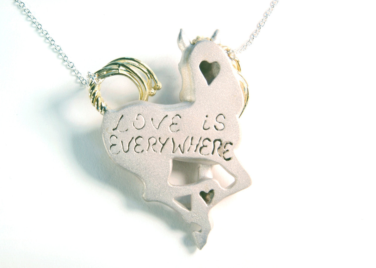 Equestrian Horse Heart Shape Necklace. Love is Everywhere. Diamonds in 18K Gold & Sterling Silver-6