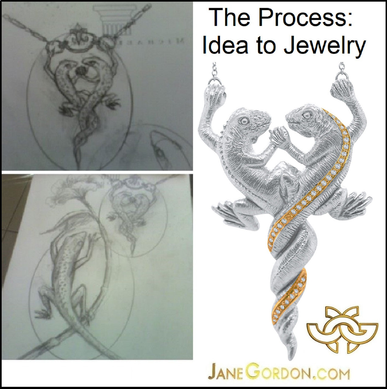 Dancing Couple Heart Necklace: Love is Everywhere. Diamonds in 18K Gold in Sterling Silver Heart-10