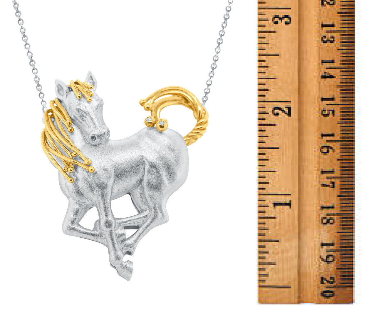 Equestrian Horse Heart Shape Necklace. Love is Everywhere. Diamonds in 18K Gold & Sterling Silver-1