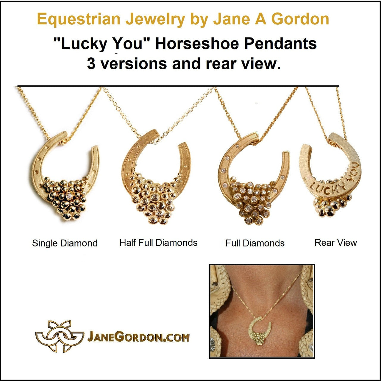 Equestrian "Lucky You" Horseshoe Ring-14K Gold with Diamonds. Smaller Version-15