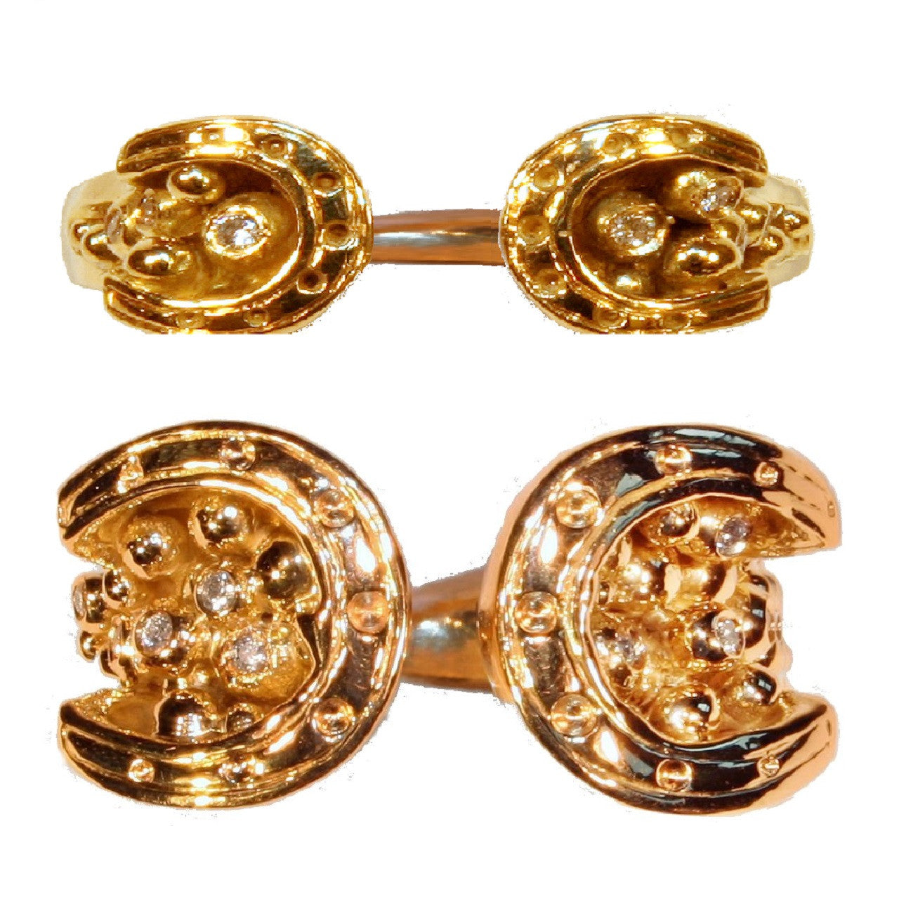 Equestrian "Lucky You" Horseshoe Ring-14K Gold with Diamonds. Smaller Version-13