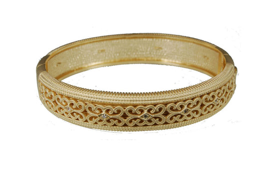Elegant Gold & Sparkle-oval bangle in sterling silver, 18K plate & CZ