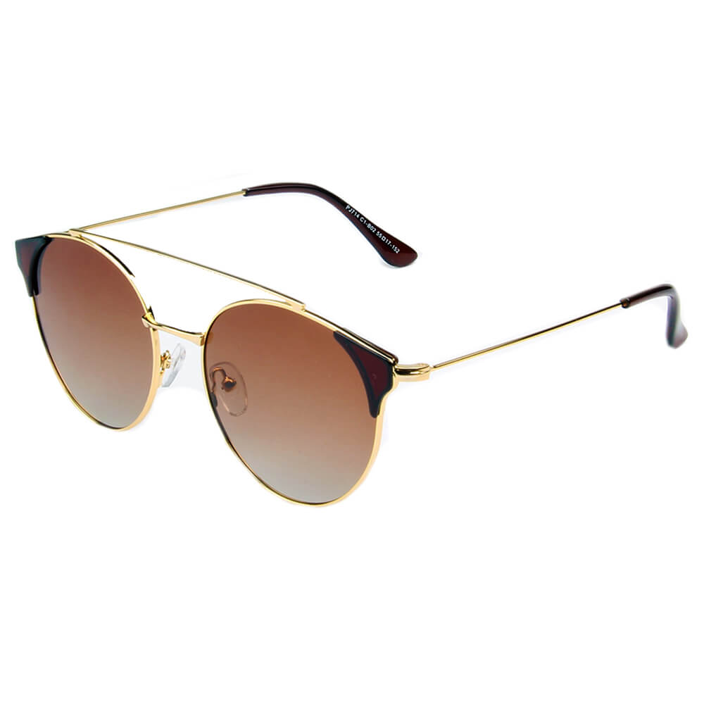 Antequera | Women Round Polarized Brow-Bar Eye Fashion Sunglasses