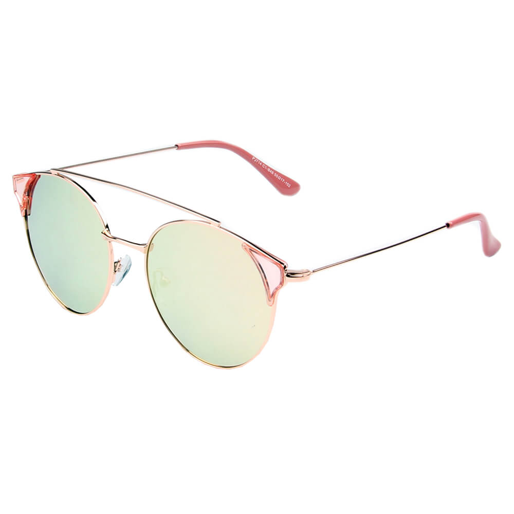 Antequera | Women Round Polarized Brow-Bar Eye Fashion Sunglasses