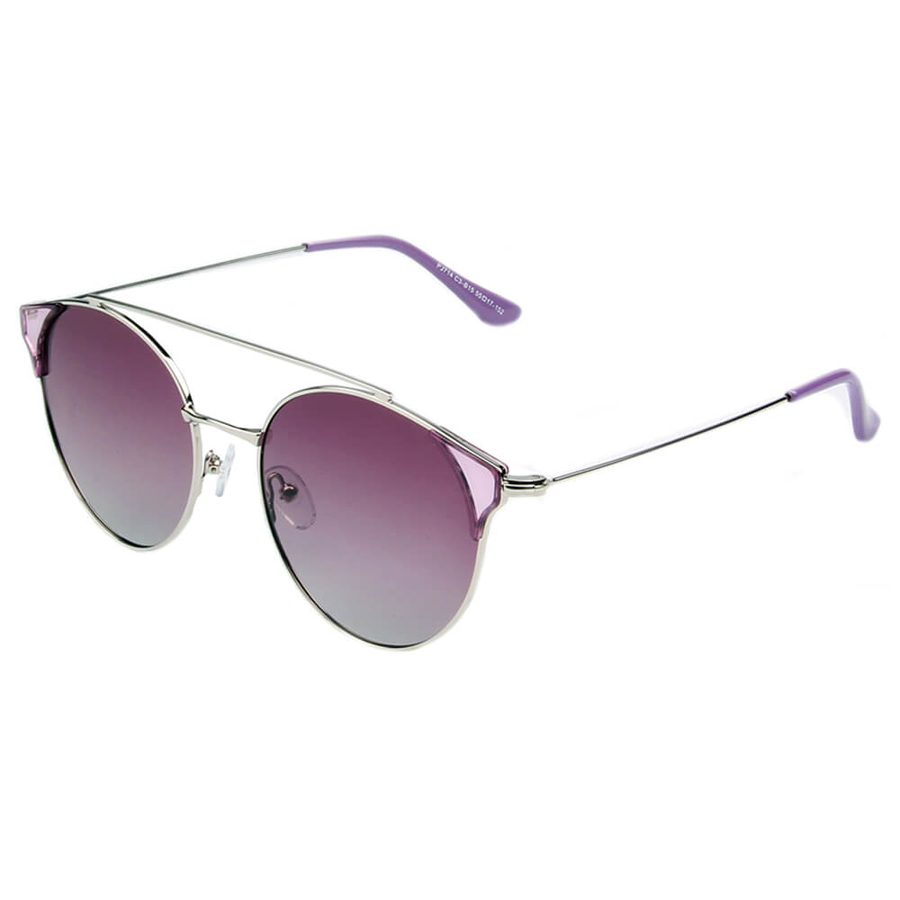 Antequera | Women Round Polarized Brow-Bar Eye Fashion Sunglasses
