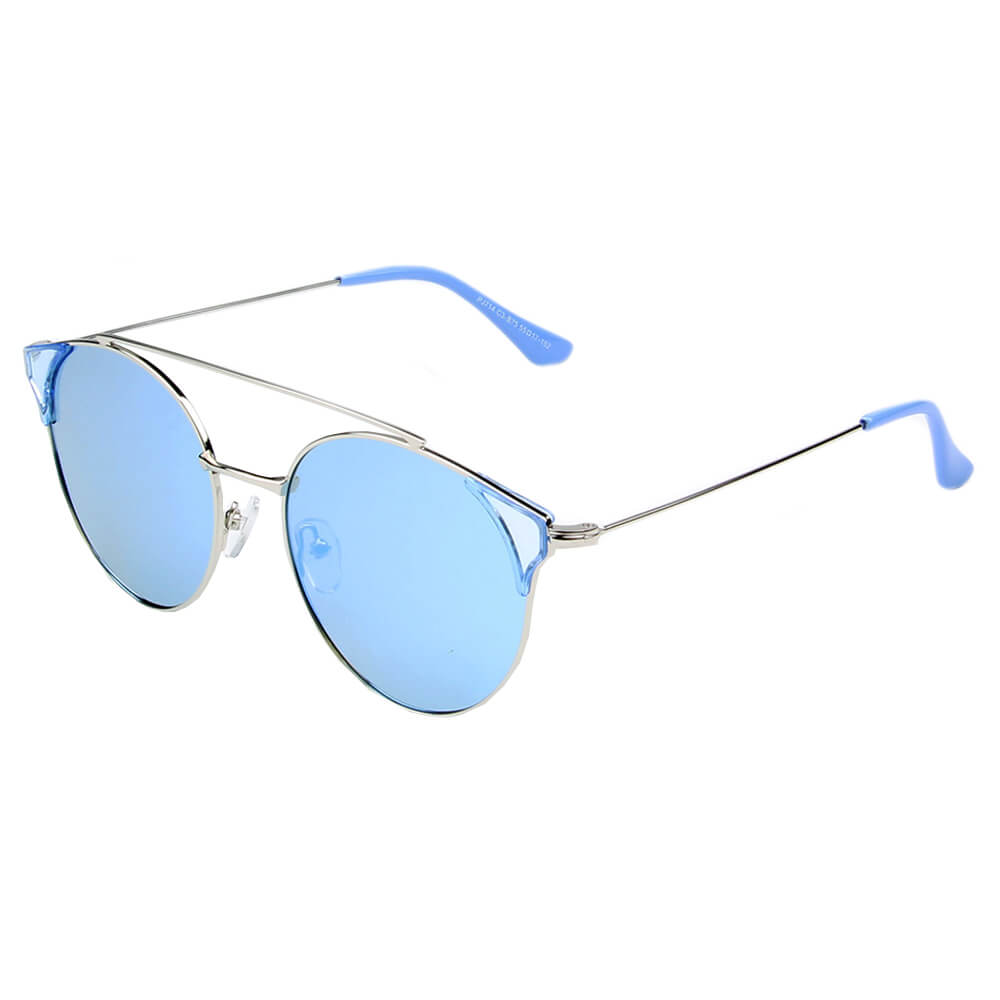 Antequera | Women Round Polarized Brow-Bar Eye Fashion Sunglasses