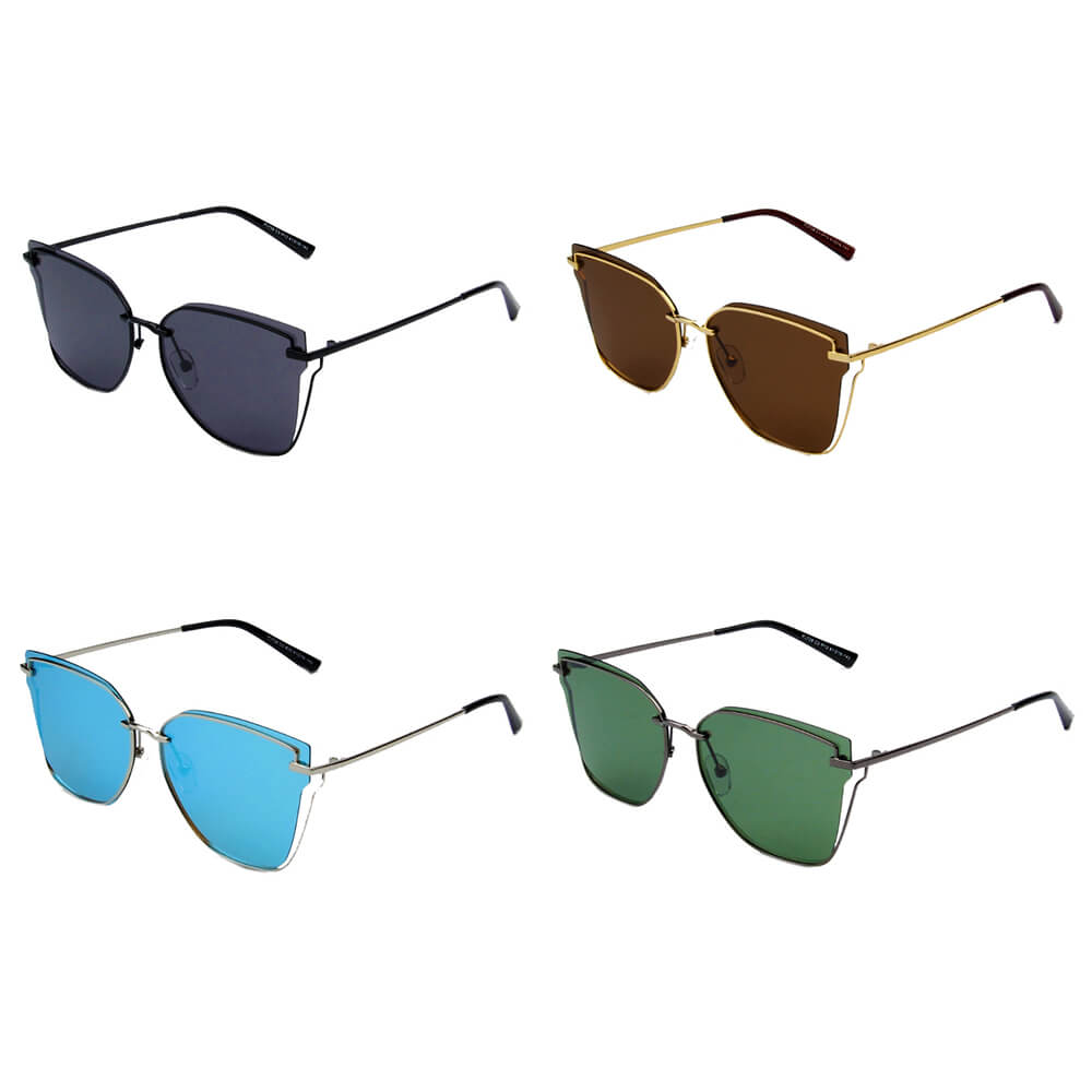 MURCIA | Women Fashion Block Eye Flat Lens Wire Art Polarized Sunglasses