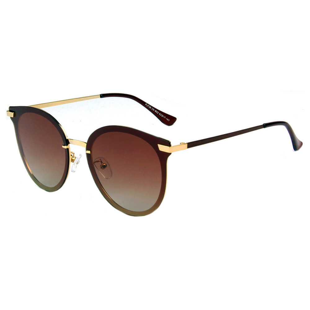 HORNACHUELOS | Women Round Flat Eye Polarized Lens Sunglasses