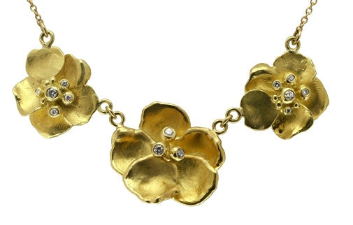 Metal Petals- Pansy Earring-Small-Sterling Silver & Diamonds