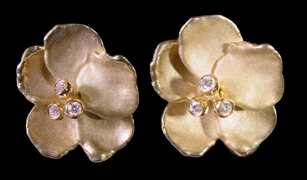 Metal Petals- Pansy earring-Large-14k Gold-10