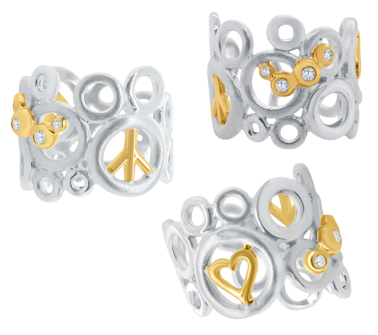 Peace, Love and Abundance Ring (Narrow) Diamonds in 18K Gold & Sterling Silver-13