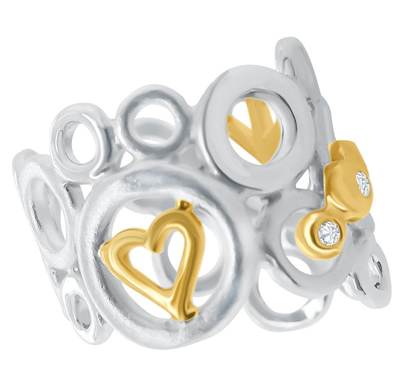 Peace, Love and Abundance Ring (Narrow) Diamonds in 18K Gold & Sterling Silver-15