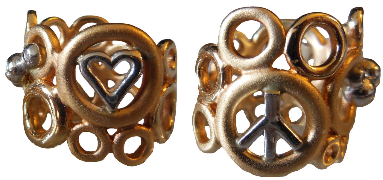 Peace, Love and Abundance Ring (Narrow) Diamonds in 18K Gold & Sterling Silver-3