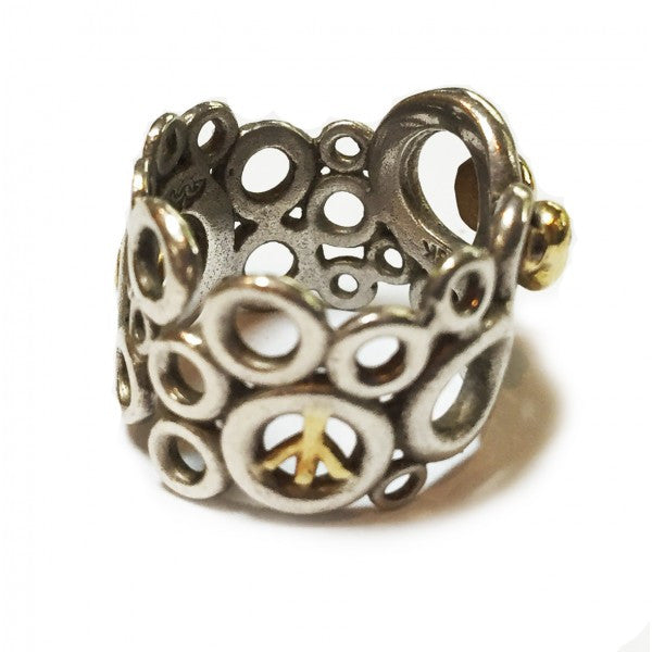 Peace, Love and Abundance Ring (Narrow) Diamonds in 18K Gold & Sterling Silver-1