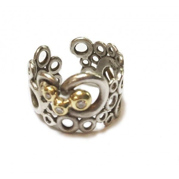 Peace, Love and Abundance Ring (Narrow) Diamonds in 18K Gold & Sterling Silver-5