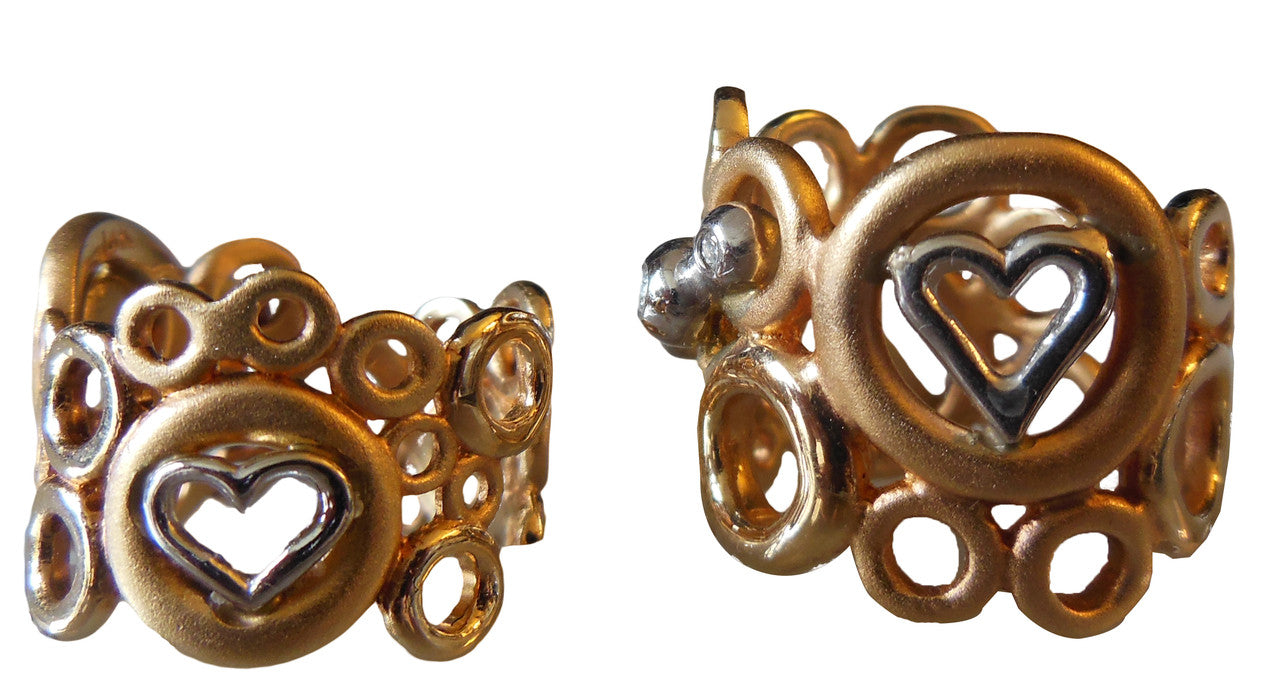 Peace, Love and Abundance Ring (Narrow) Yellow & White 18K Gold with Diamonds-3