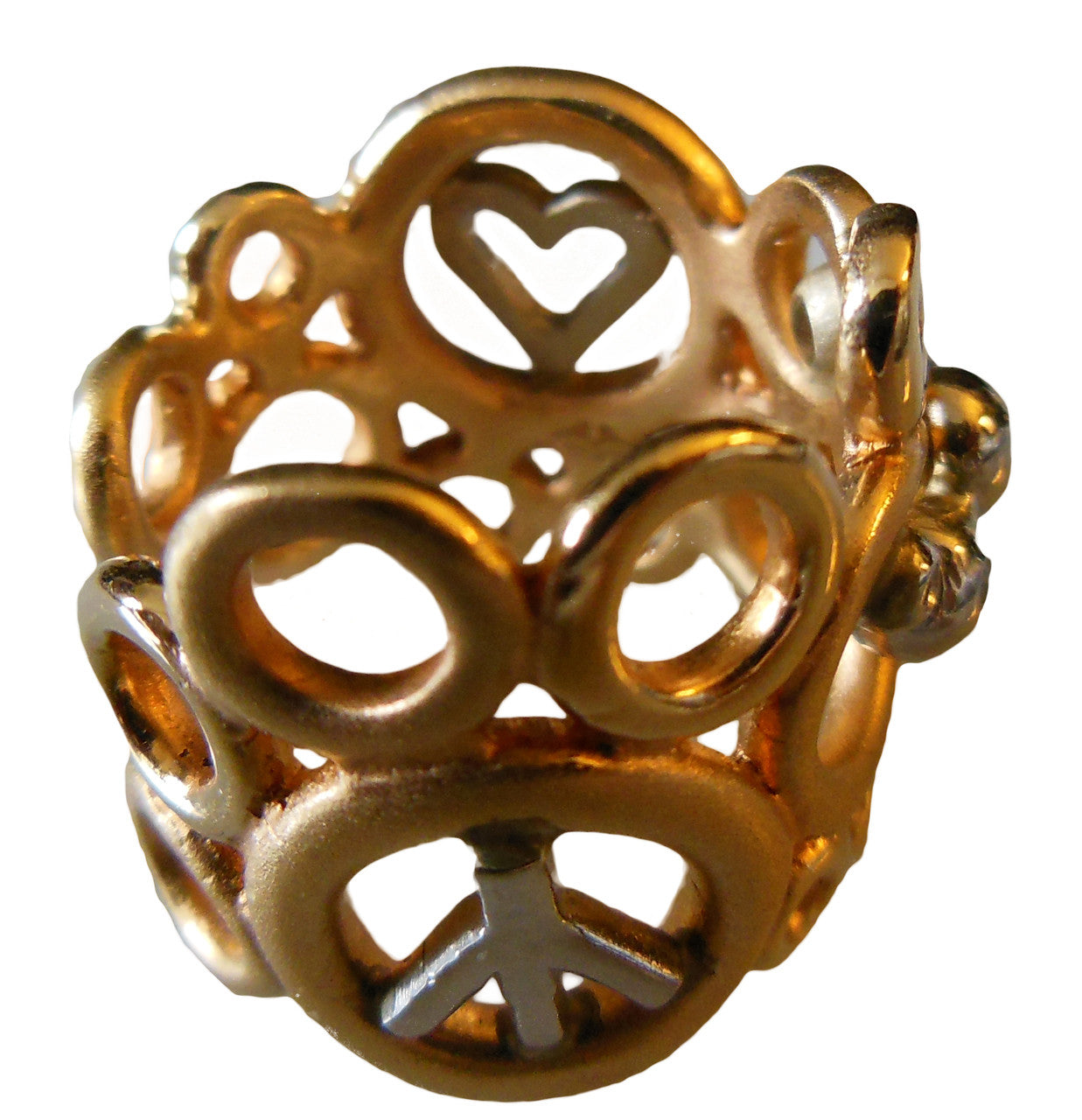 Peace, Love and Abundance Ring (Narrow) Diamonds in 18K Gold & Sterling Silver-11