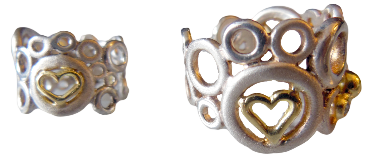 Peace, Love and Abundance Ring (Narrow) Yellow & White 18K Gold with Diamonds-6