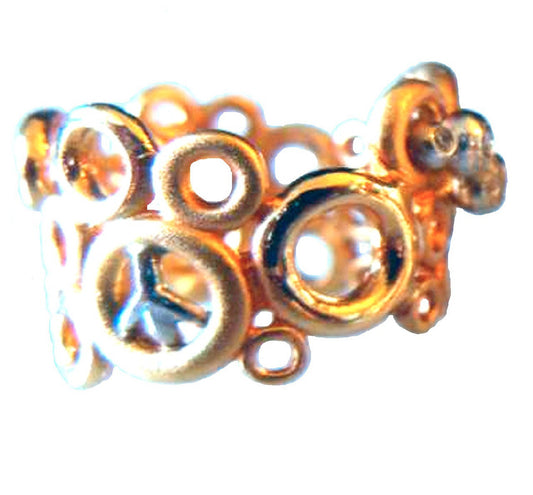 Peace, Love and Abundance Ring (Narrow) Yellow & White 18K Gold with Diamonds-0