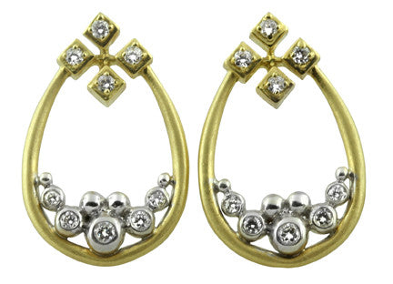 Pyramid Tears Necklace-14K gold with diamonds-2