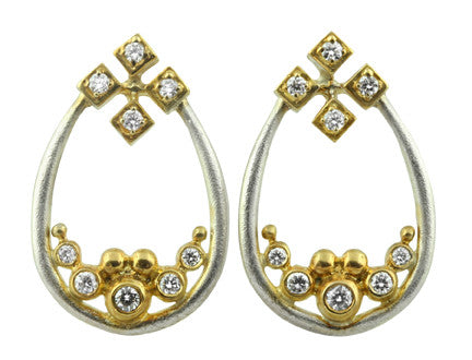 Pyramid Tears Necklace-14K gold with diamonds-4