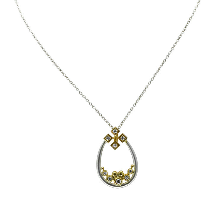 Pyramid Tears Necklace-14K gold with diamonds-5