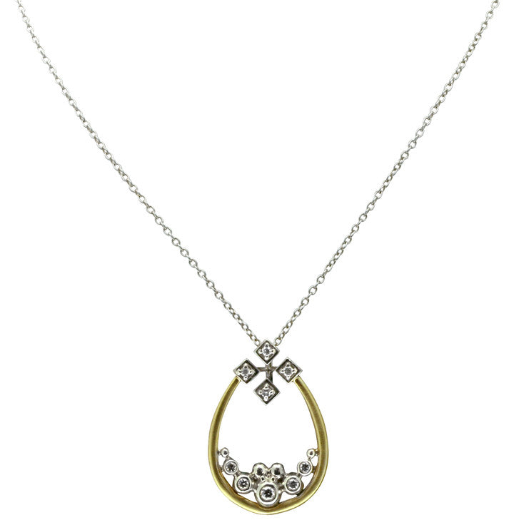 Pyramid Tears Necklace-14K gold with diamonds-0