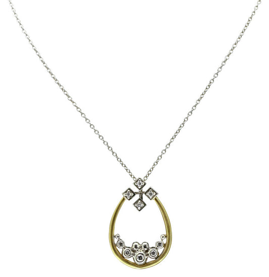 Pyramid Tears Necklace-14K gold with diamonds-0