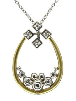 Pyramid Tears Necklace-14K gold with diamonds-1
