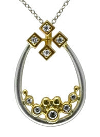 Pyramid Tears Necklace-14K gold with diamonds-3