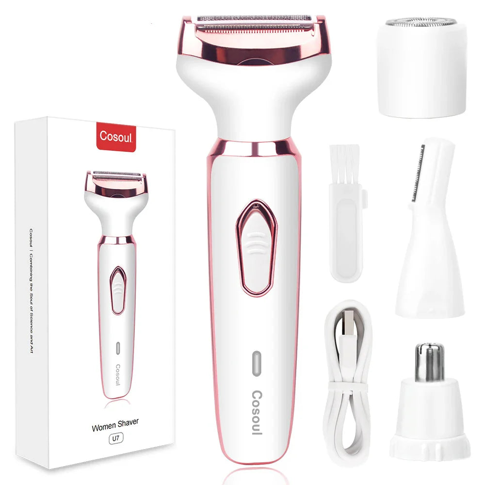 NNEOBA 4 in 1 Electric Razor for Women Hair Trimmer White