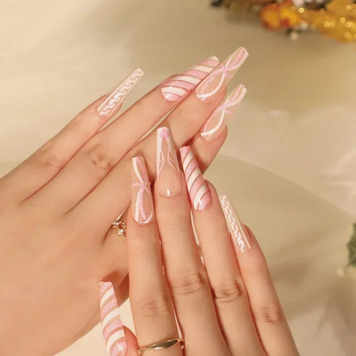 Gold Powder Christmas Fake Nails