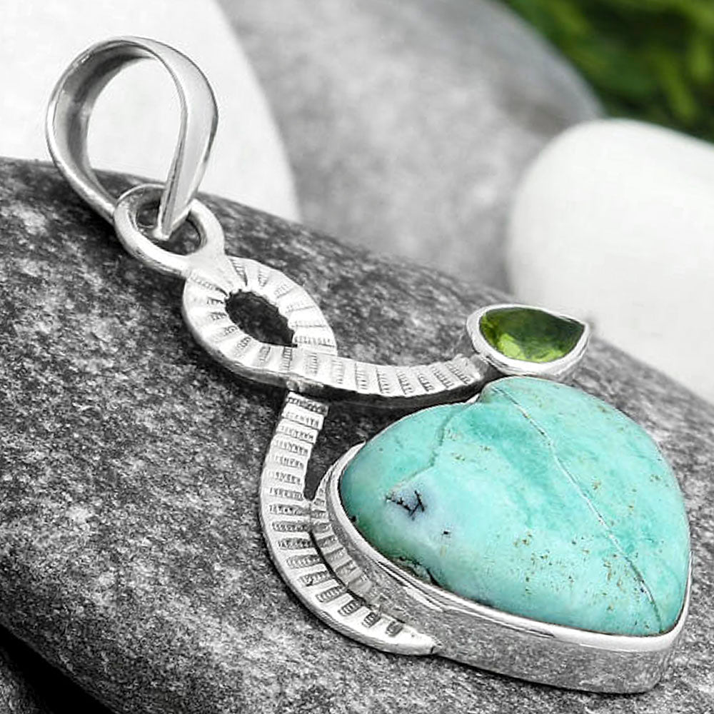 Heart Dendritic Chrysoprase - Africa & Peridot Pendant P-1111 SDP104203