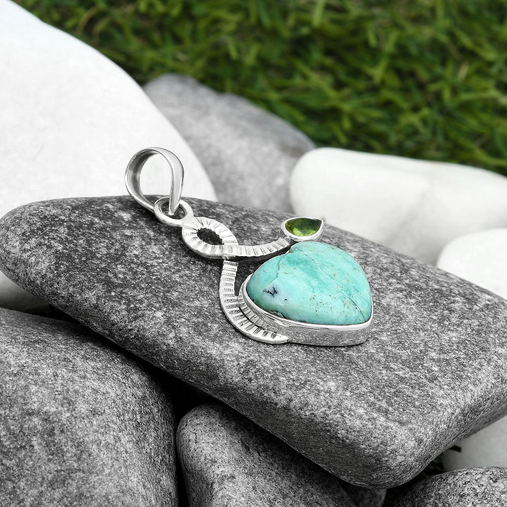 Heart Dendritic Chrysoprase - Africa & Peridot Pendant P-1111 SDP104203