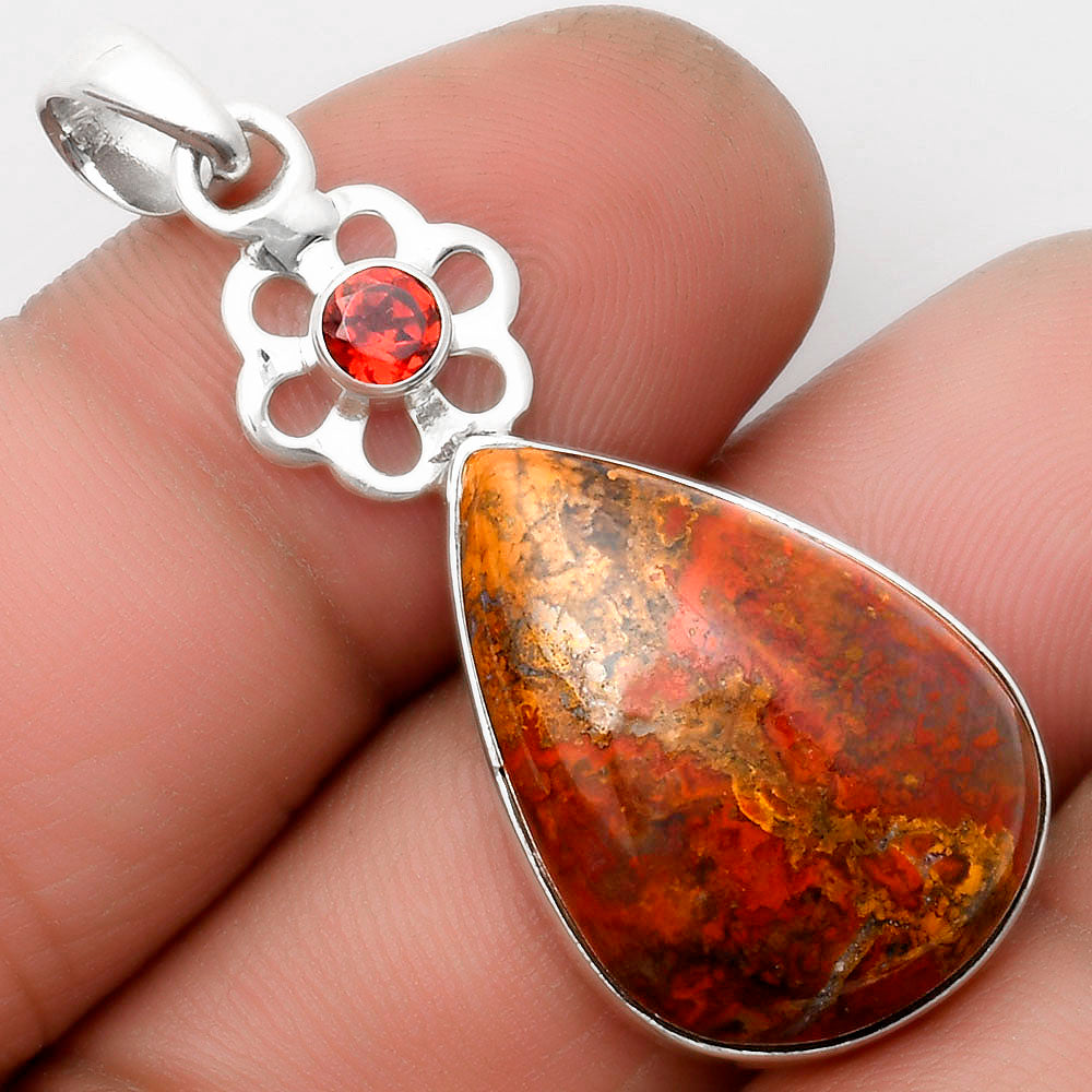 Rare Cady Mountain Agate & Garnet Pendant P-1634 SDP110004