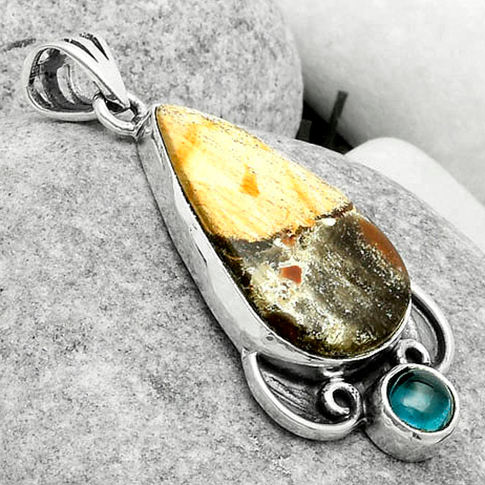 Natural Tabu Jasper & London Blue Topaz Pendant P-1029 SDP116960