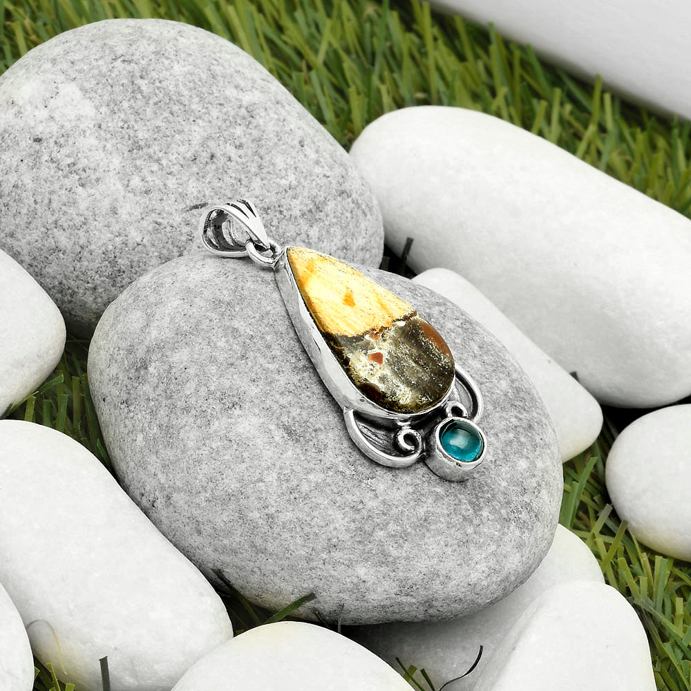 Natural Tabu Jasper & London Blue Topaz Pendant P-1029 SDP116960