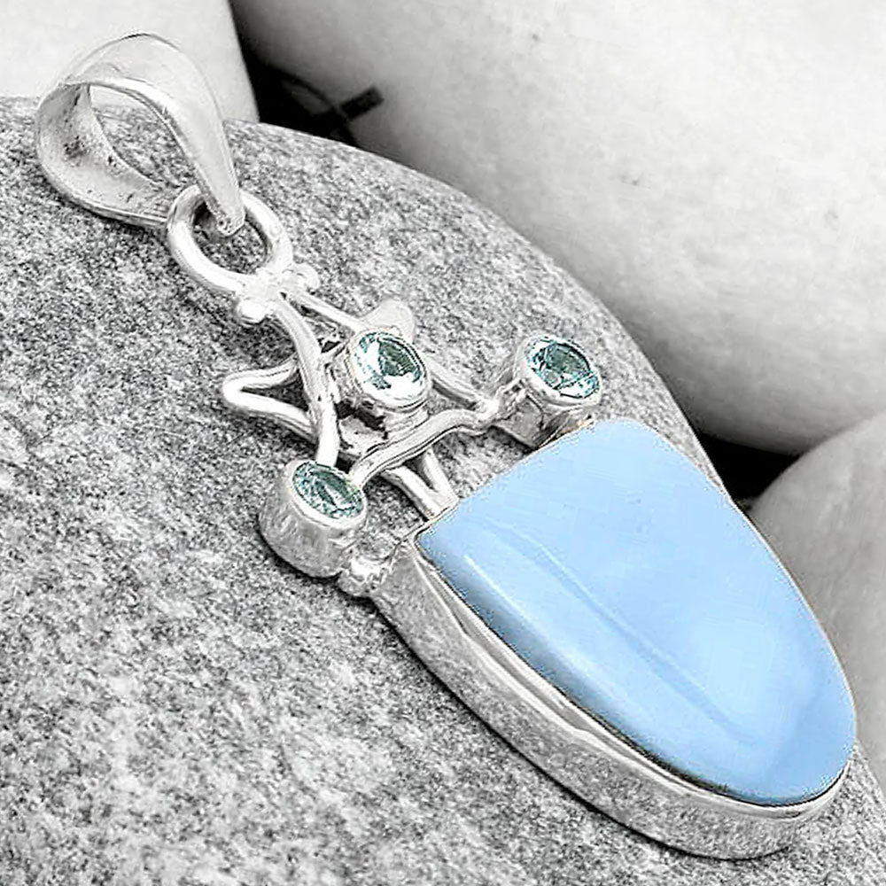 Natural Owyhee Opal & Sky Blue Topaz Pendant P-1095 SDP126214