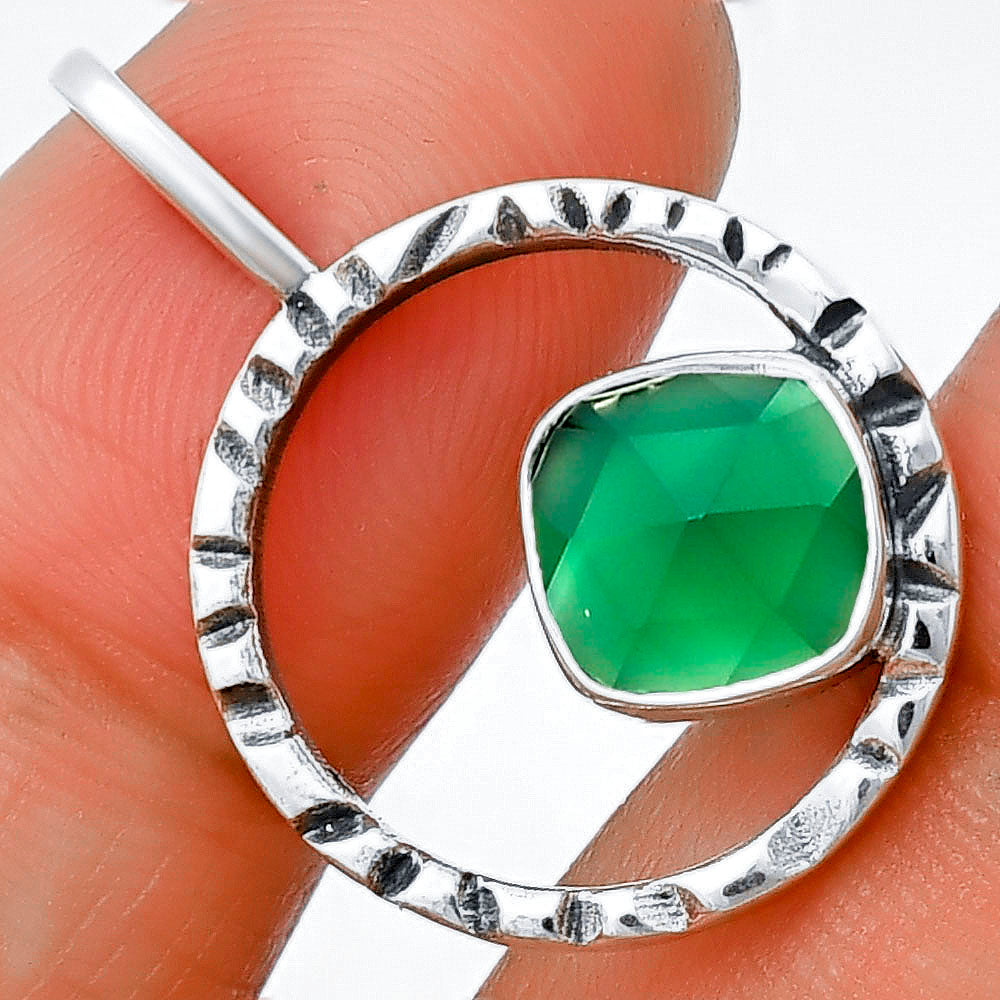 Natural Green Onyx Checker Pendant P-1067 SDP139566