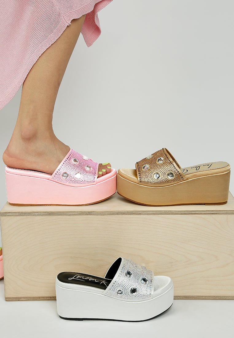 Meta charts Diamante & Rhinestone Flatform Sandals