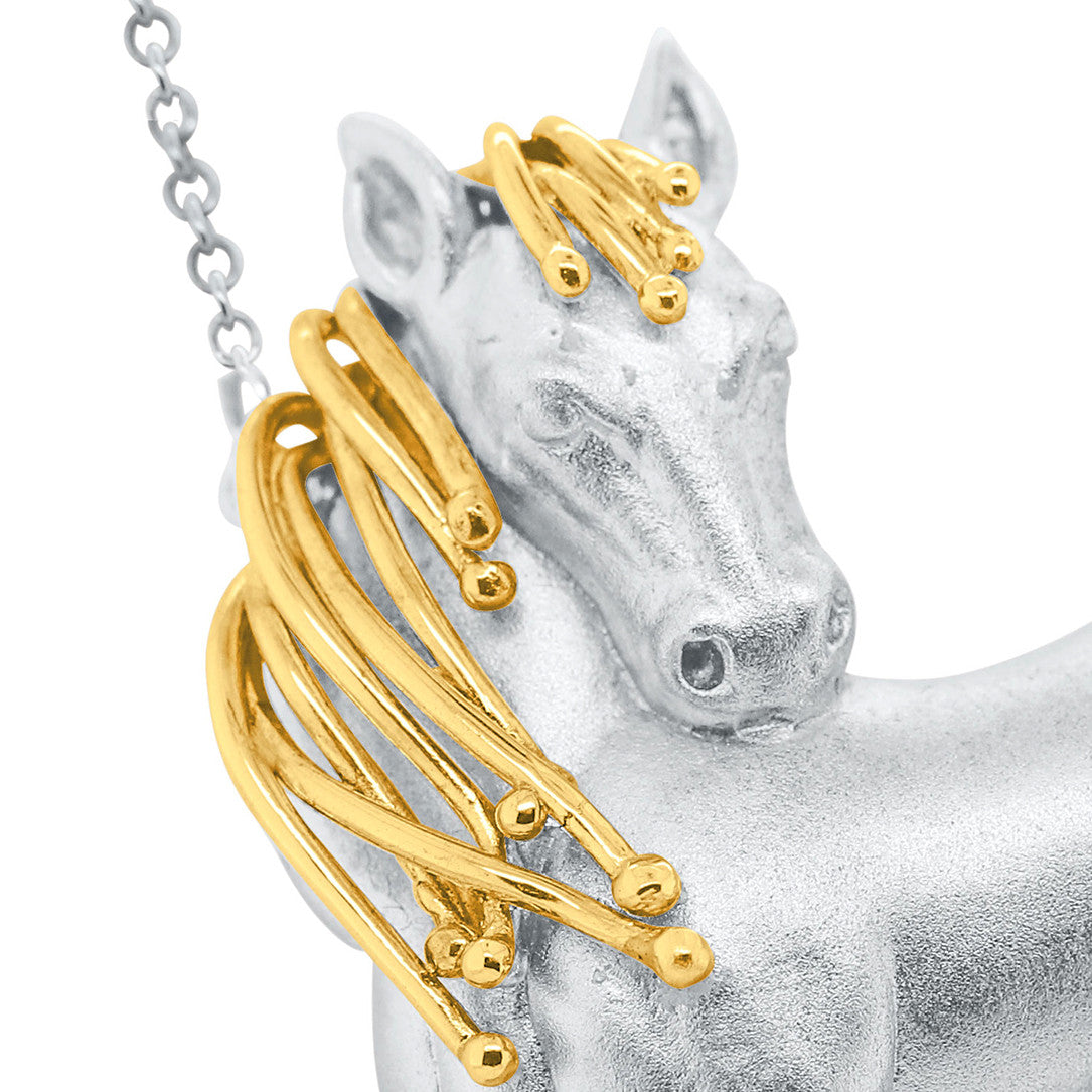 Equestrian Horse Heart Shape Necklace. Love is Everywhere. Diamonds in 18K Gold & Sterling Silver-4