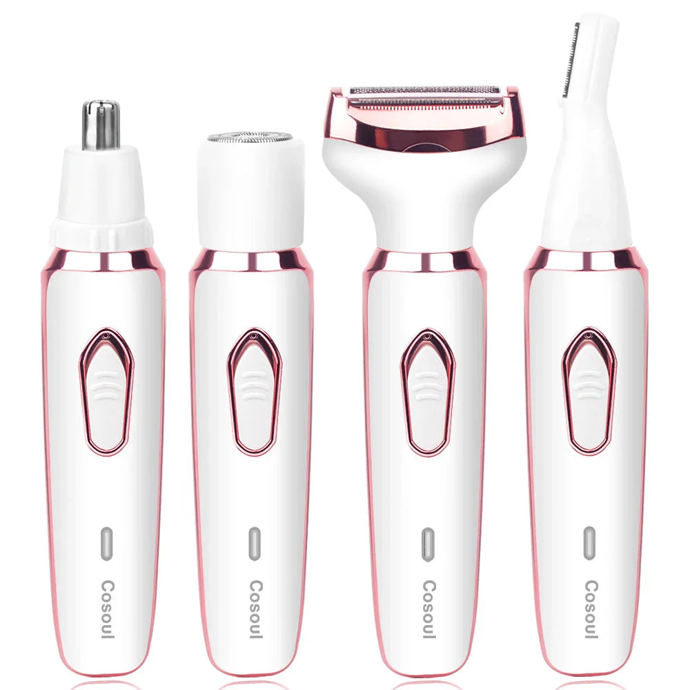 NNEOBA 4 in 1 Electric Razor for Women Hair Trimmer White