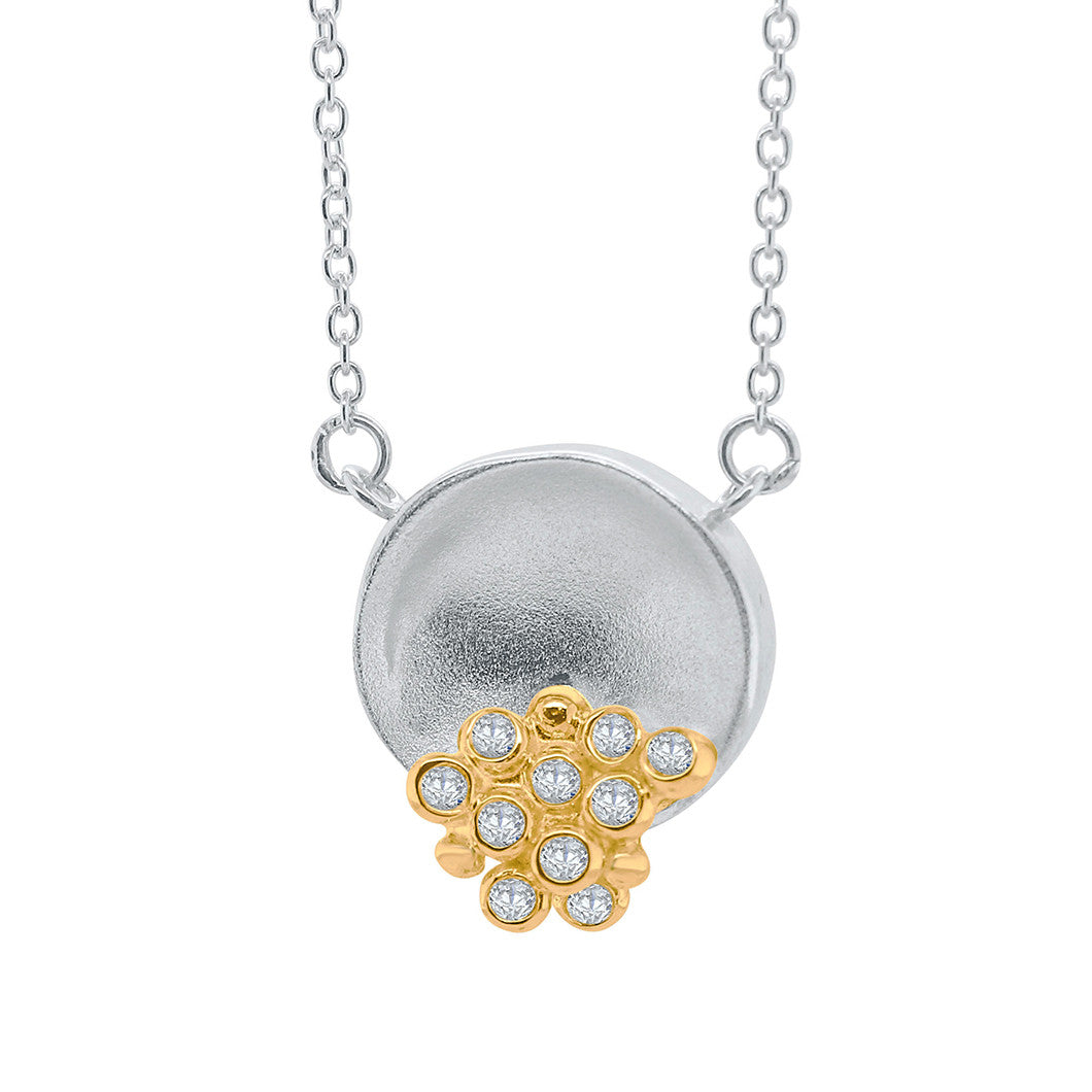 Bowl of Diamonds Necklace-Small-18K Gold Dots of Diamonds, Sterling Silver