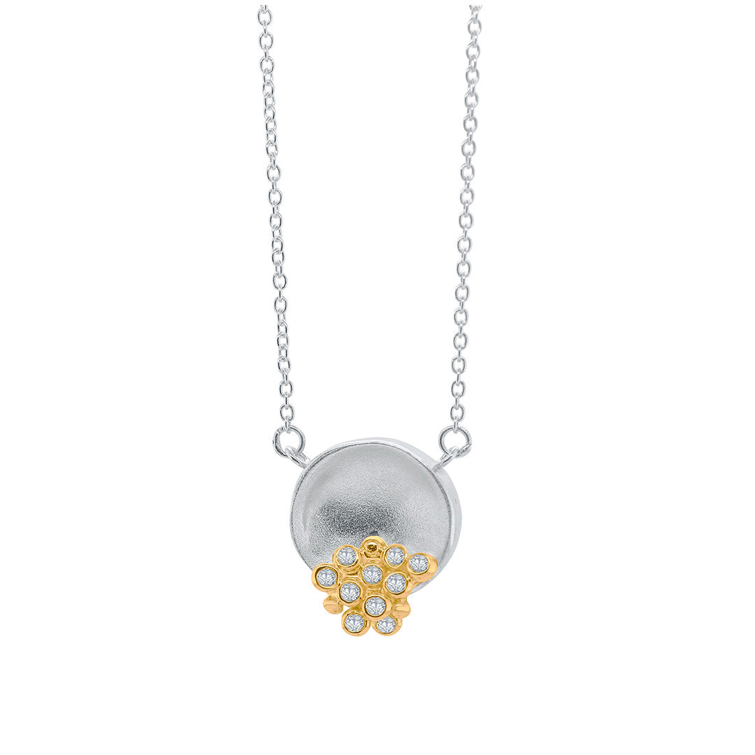 Bowl of Diamonds Necklace-Small-18K Gold Dots of Diamonds, Sterling Silver
