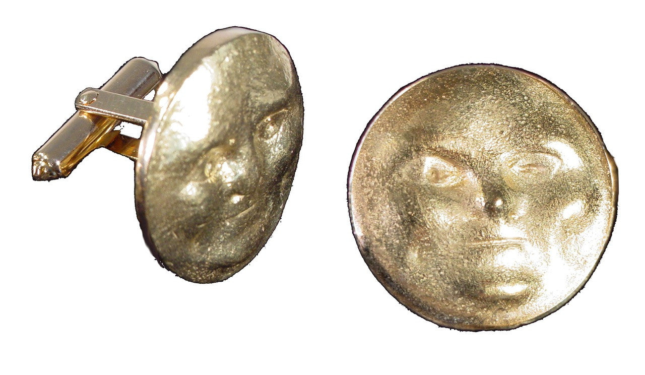 Sun/Moon Face Cufflinks- Someone to Watch Over Me- Sterling Silver with Diamond Eyes-2